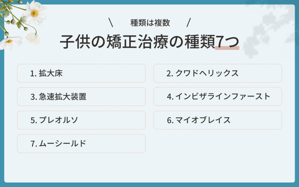 子供の矯正装置の種類